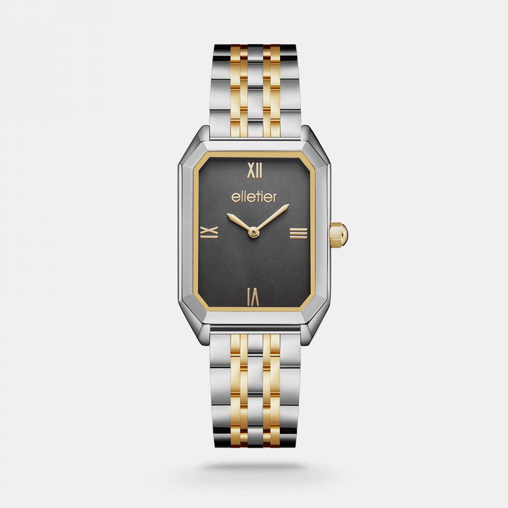 ‎ ساعة رجالية من اليتير بلون فضي وذهبي